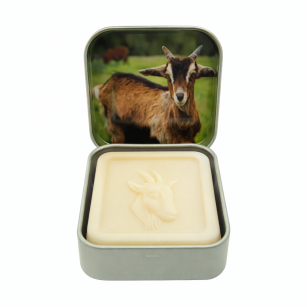 Mydło z mlekiem kozim 25 g w metalowej mydelniczce | Esprit Provence
