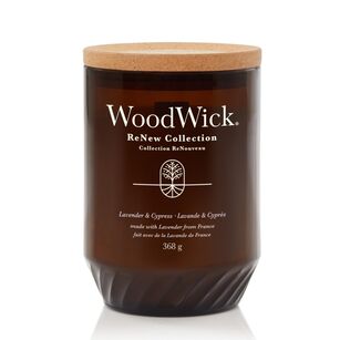 Lavender & Cypress - WoodWick - duża świeca zapachowa z drewnianym knotem - ReNew Collection