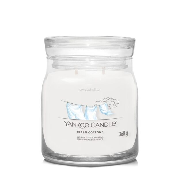 Clean Cotton - Yankee Candle Signature - średnia świeca z dwoma knotami - nowość 2022