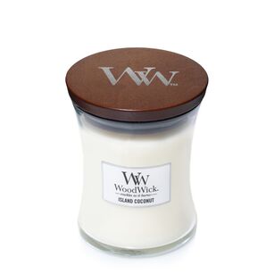  WoodWick - Island Coconut - średnia świeca zapachowa z drewnianym knotem