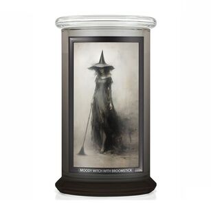 Moody Witch with a Broomstick  - Kringle Candle - duża świeca z dwoma knotami (624g) - seria Halloween The Prints Bakery