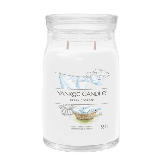 Clean Cotton - Yankee Candle Signature - duża świeca z dwoma knotami - nowość 2022