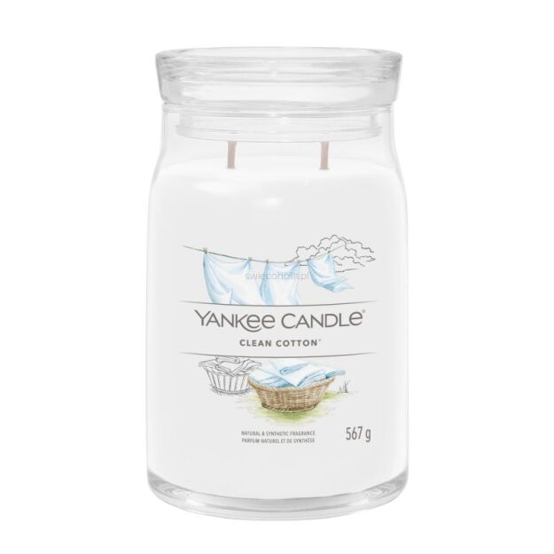 Clean Cotton - Yankee Candle Signature - duża świeca z dwoma knotami