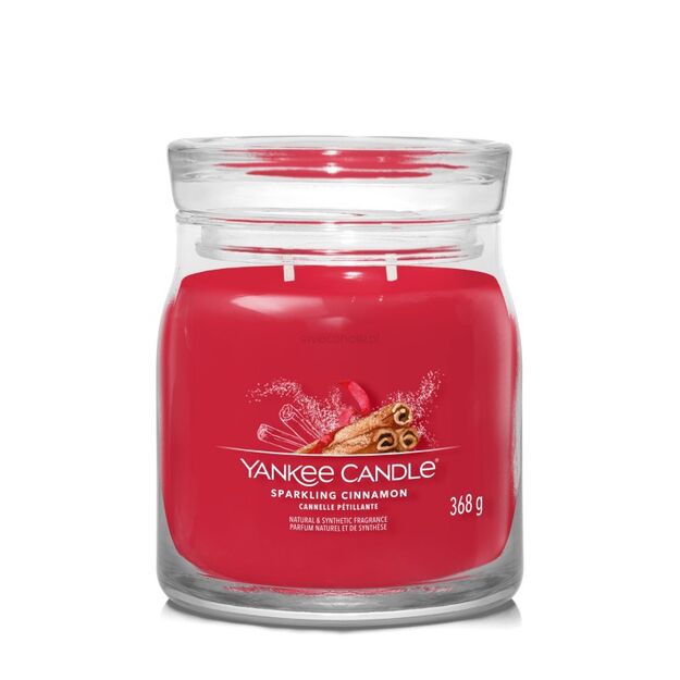 Sparkling Cinnamon - Yankee Candle Signature - średnia świeca z dwoma knotami