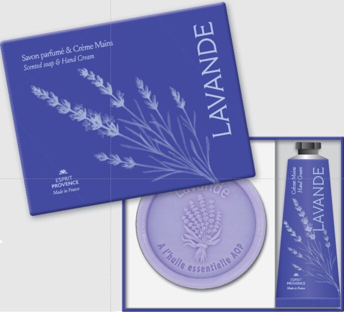 Zestaw prezentowy lawenda AOP mydło 100 g + krem do rąk 30 ml Esprit Provence