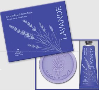 Zestaw prezentowy lawenda AOP mydło 100 g + krem do rąk 30 ml Esprit Provence