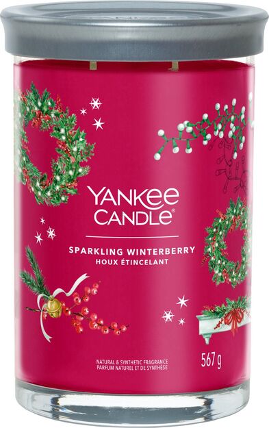 Sparkling Winterberry - Yankee Candle Signature - świeca tumbler z dwoma knotami