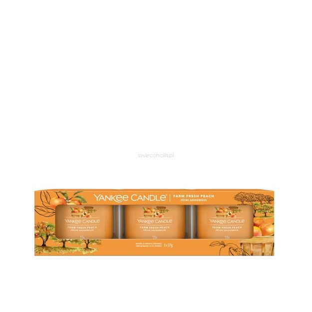 Farm Fresh Peach - Yankee Candle Signature - świeca mini 3 pack