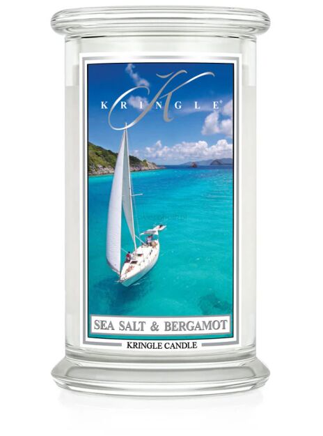 Sea Salt & Bergamot  - Kringle Candle - duża świeca z dwoma knotami (624g)