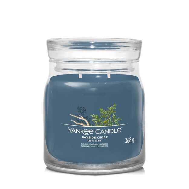 Bayside Cedar - Yankee Candle Signature - średnia świeca z dwoma knotami 