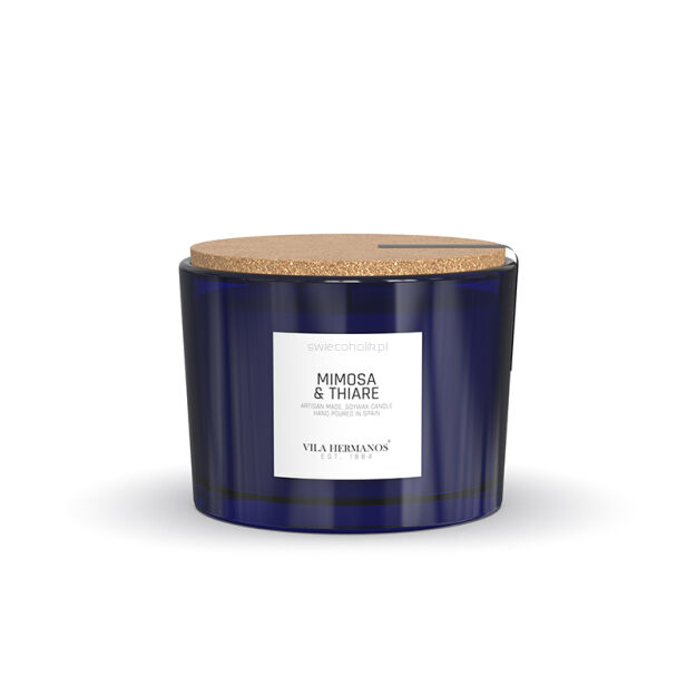 Mimosa & Thiare - Vila Hermanos - świeca zapachowa 350g - seria Apothecary Cobalt Blue