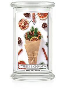 Cypress & Cinnamon - Kringle Candle - duża świeca zapachowa 2 knoty (624g)