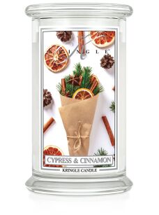 Cypress & Cinnamon - Kringle Candle - duża świeca zapachowa 2 knoty (624g)