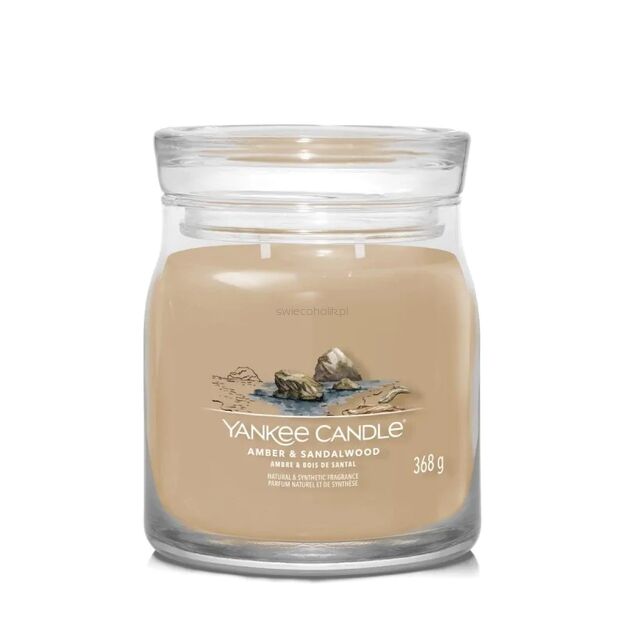 Amber & Sandalwood - Yankee Candle Singnature - średnia świeca z dwoma knotami - nowość 2022