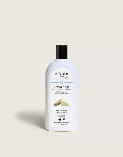 Maison Berger - Pure White Tea 3 w 1 - płyn do prania i zmiękczania tkanin 1 litr