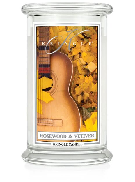 Rosewood & Vetiver - Kringle Candle - duża świeca z dwoma knotami (624g)