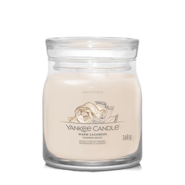 Warm Cashmere - Yankee Candle Signature - średnia świeca z dwoma knotami - nowość 2022