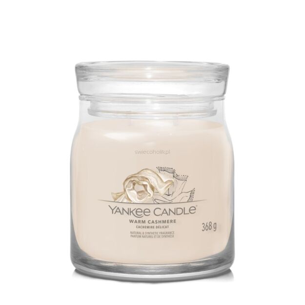 Warm Cashmere - Yankee Candle Signature - średnia świeca z dwoma knotami 
