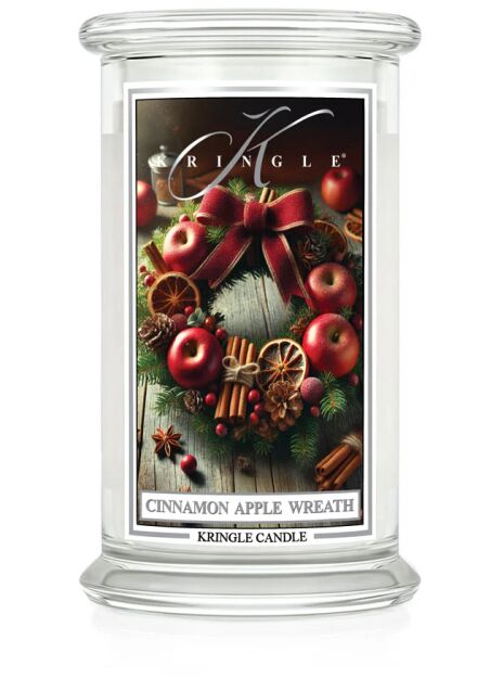 Cinnamon Apple Wreath - Kringle Candle - duża świeca z dwoma knotami (624g)