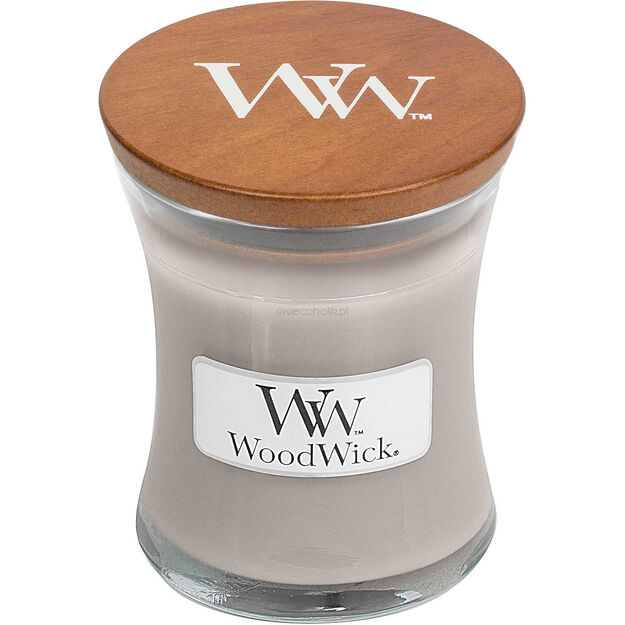 WoodWick - Wood Smoke- mała świeca zapachowa z drewnianym knotem