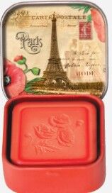 Mydło prowansalskie Mak (Coquelicot) w metalowej mydelniczce 25 g - Paris | Esprit Provence