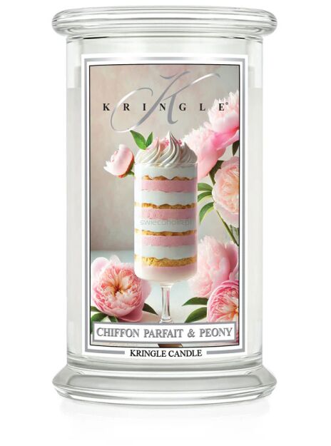 Chiffon Parfait & Peony - Kringle Candle - duża świeca z dwoma knotami (624g)