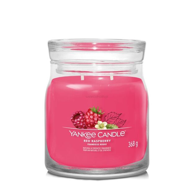 Red Raspberry - Yankee Candle Signature - średnia świeca z dwoma knotami