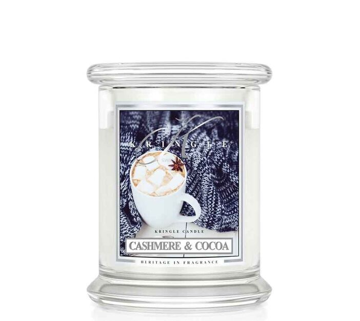  Kringle Candle - Cashmere & Cocoa -średnia świeca zapachowa 2 knoty