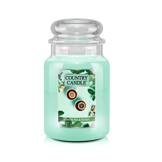 Lemon Tea & Roses - Country Candle - duża świeca zapachowa z dwoma knotami (737g)