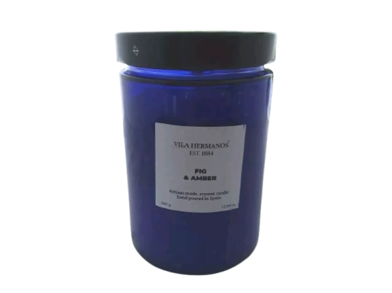 Fig & Amber - Vila Hermanos -  świeca zapachowa 350g - seria Apothecary Cobalt Blue