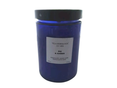 Fig & Amber - Vila Hermanos -  świeca zapachowa 350g - seria Apothecary Cobalt Blue