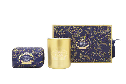 Castelbel Festive Blue Golden - zestaw prezentowy świeca + mydło - seria Portus Cale