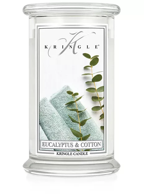 Eucalyptus Cotton - Kringle Candle - duża świeca z dwoma knotami (624g)