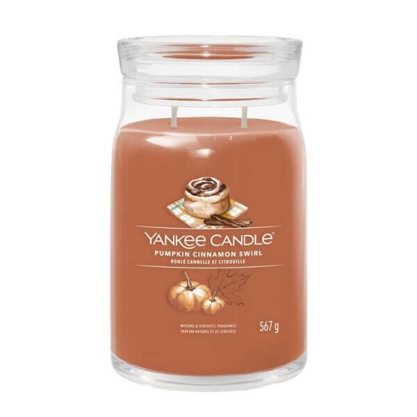 Pumpkin Cinnamon Swirl - Yankee Candle Signature - duża świeca z dwoma knotami 