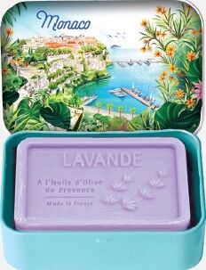 Mydło prowansalskie Lawenda (Lavande) w metalowej mydelniczce 70 g - Monaco | Esprit Provence