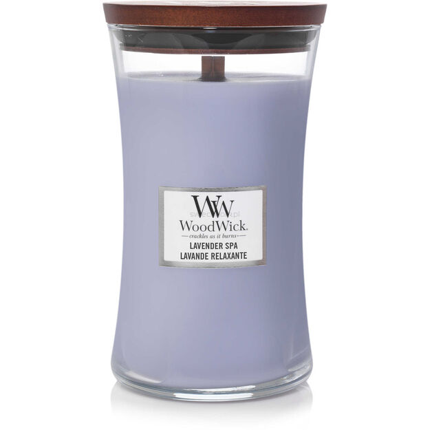 Lavender Spa - WoodWick - duża świeca zapachowa z drewnianym knotem