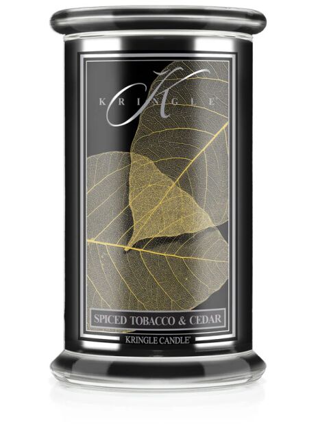 Spiced Tobacco and Cedar - Kringle Candle - duża świeca z dwoma knotami (624g) - seria Reserve