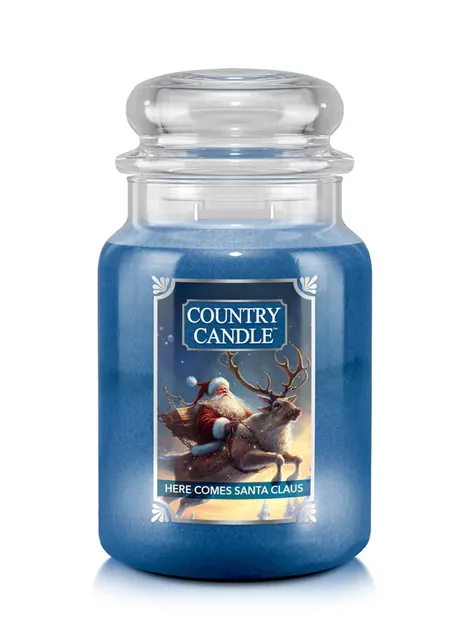 Here Comes Santa Claus - Country Candle - duża świeca zapachowa z dwoma knotami (737g)