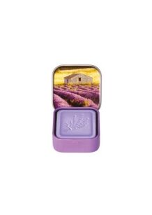 Mydło prowansalskie Lawenda (Lavande) w metalowej mydelniczce 25 g – Cabanon | Esprit Provence