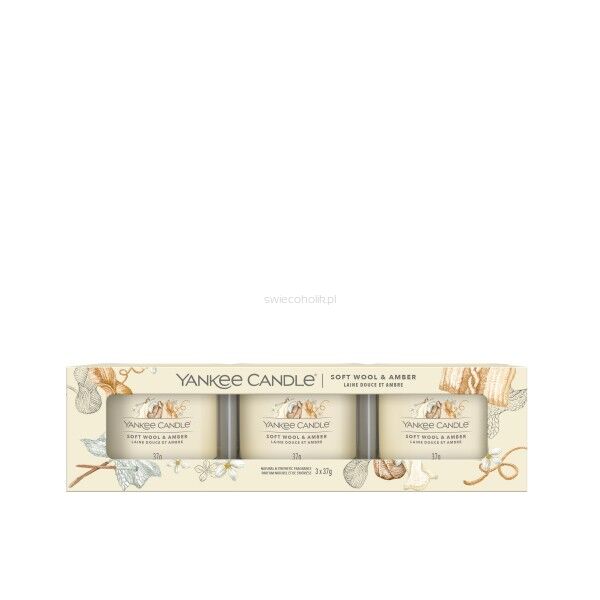 Soft Wool & Amber - Yankee Candle Signature - świeca mini 3 pack