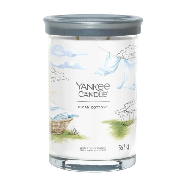 Clean Cotton - Yankee Candle Signature - świeca tumbler z dwoma knotami