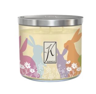 Średnia świeca zapachowa Bunnies & Flowers – Kringle Candle | 397 g | 3 knoty | Wielkanoc